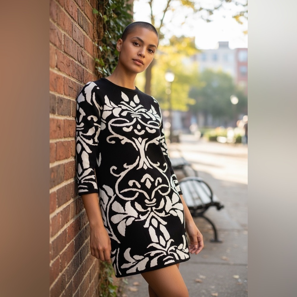 Derek Heart Black and White Long Sleeve Dress